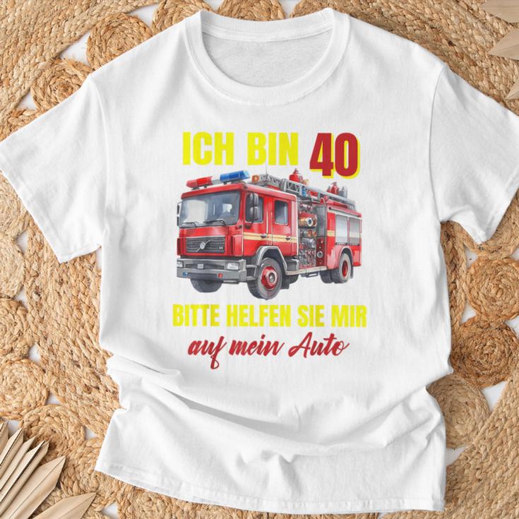 40Th Birthday Man Woman Fire Brigade Blue T-Shirt Geschenke für alte Männer