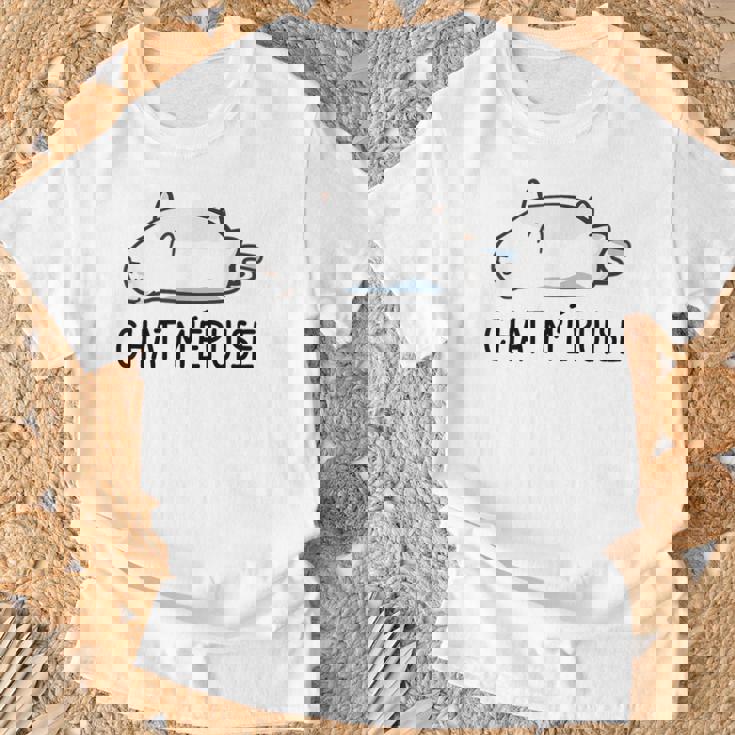 Chat Humour Cadeau Chat M'épuise T-Shirt Cadeaux pour les vieillards