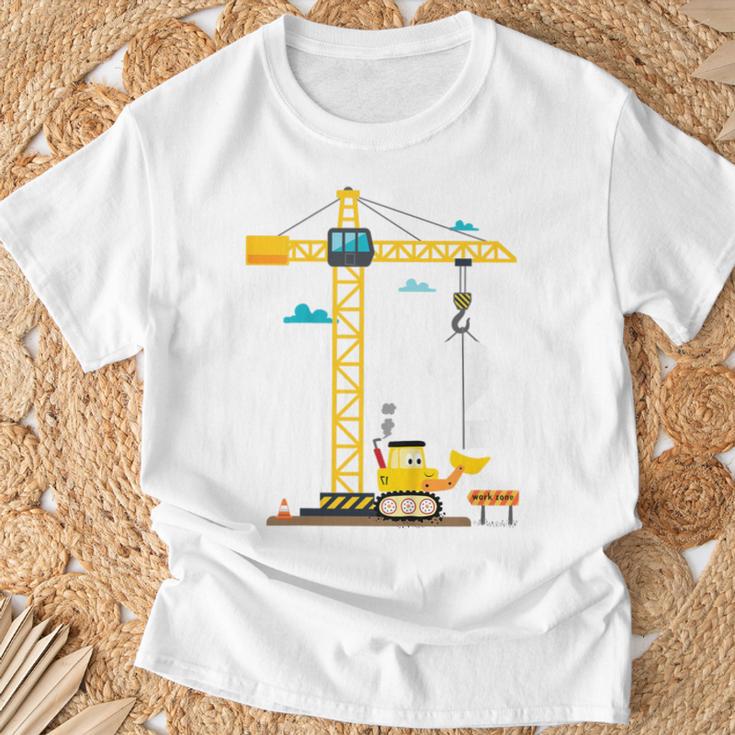 Children's 2Nd Birthday Boys With Crane And Digger Construction Site T-Shirt Geschenke für alte Männer