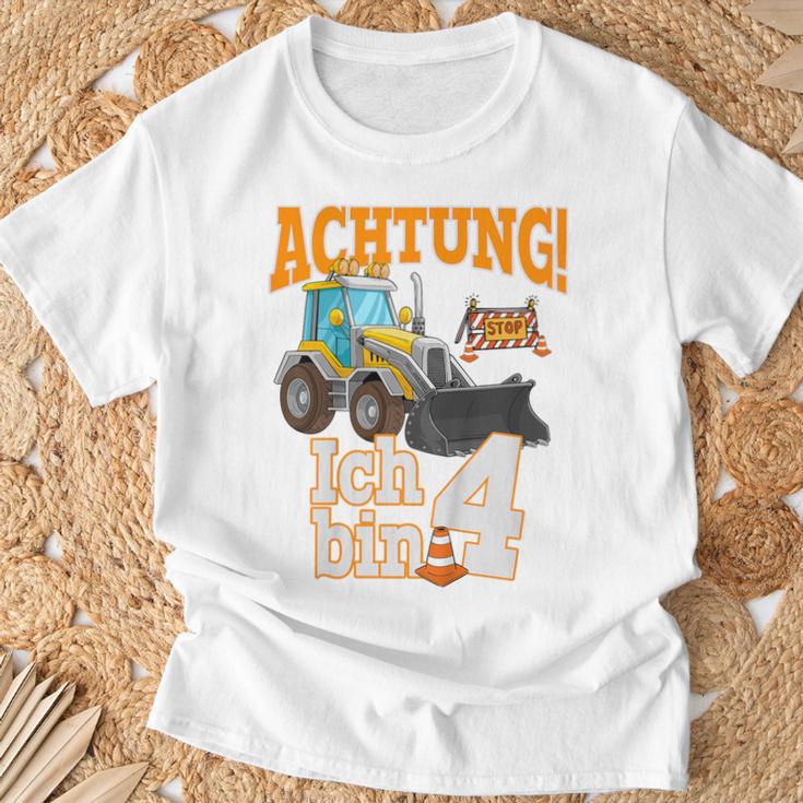 Children's Birthday Digger 4 Years Construction Site 4 Birthday Boy T-Shirt Geschenke für alte Männer