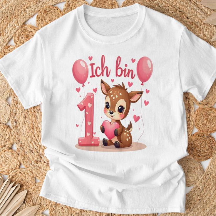 Children's Cute Deer I Am 1 Children's Birthday 1St Birthday Girl T-Shirt Geschenke für alte Männer