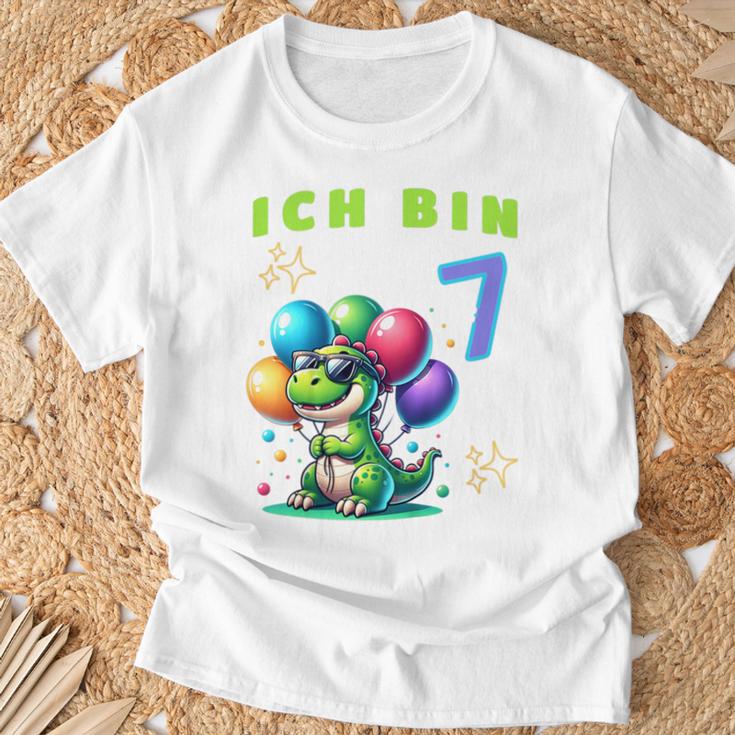 Children's Dino Children's Ich Bin Sieben 7 Jahre Alt T-Shirt Geschenke für alte Männer