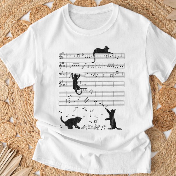 Cute Cat Music Noteintage Notes Musician T-Shirt Geschenke für alte Männer