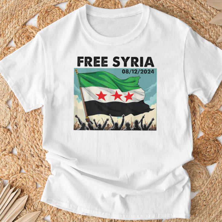 Free Syria Syria Revolution Freedon Flag Blue T-Shirt Geschenke für alte Männer