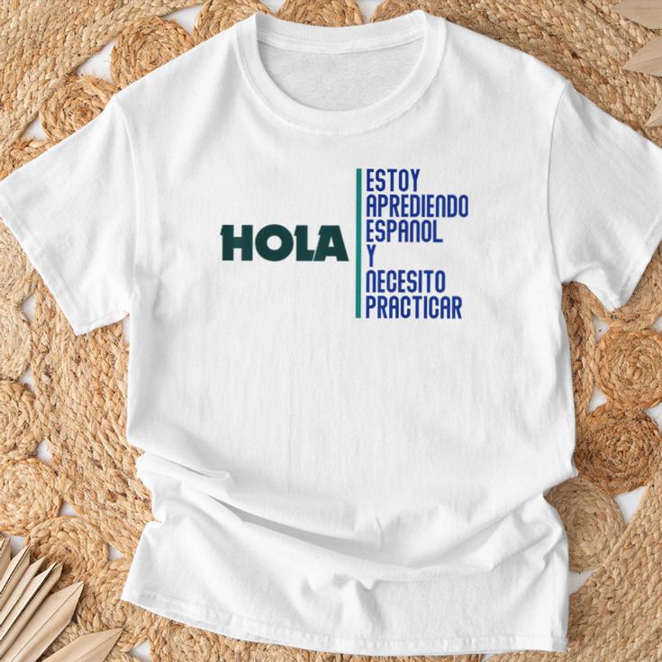 Saying Hola Estoy Aprendiendo Español Learn Spanish T-Shirt Geschenke für alte Männer