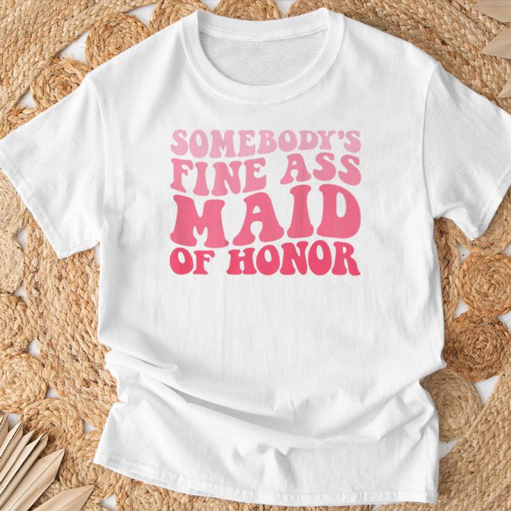 Somebody's Fine Ass Maid Of Honor Groovy Bridesmaid T-Shirt Geschenke für alte Männer