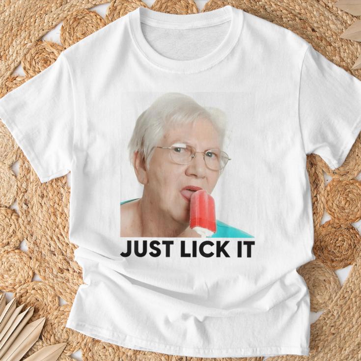 Grandma Just Lick It Grandma Licks Ice Meme Ice Lovers Summer T-Shirt Geschenke für alte Männer