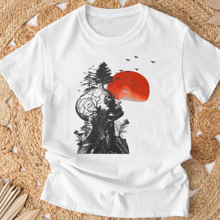 Hangover Human Tree Surreal Artistic Sunset Gray T-Shirt Geschenke für alte Männer