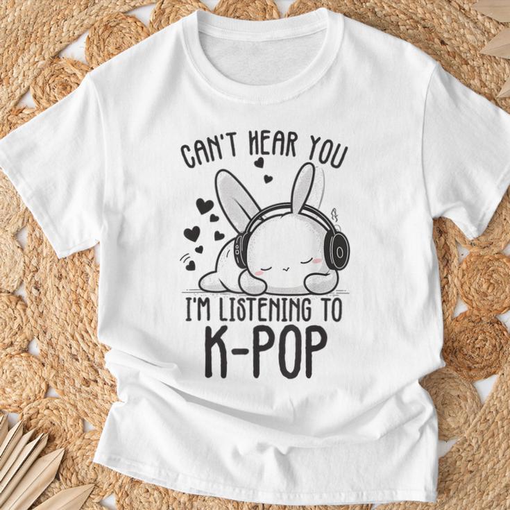 Ich Kann Dich Nicht Hören Ich Hörre Zu Kpop Rabbit K-Pop Gray T-Shirt Geschenke für alte Männer