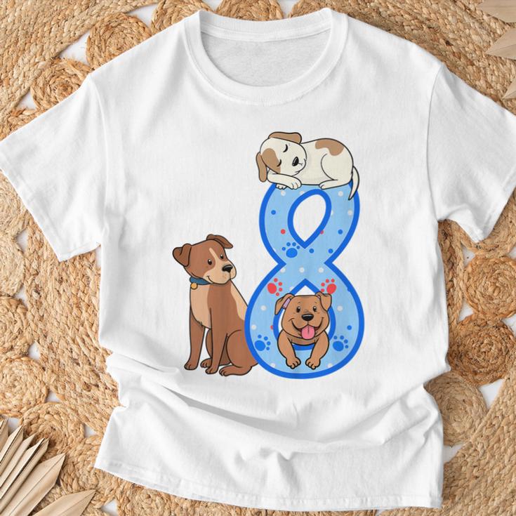 Kinder 8 Geburtstag Junge Hunde Outfit 8 Jahre Alt Welpe T-Shirt Geschenke für alte Männer