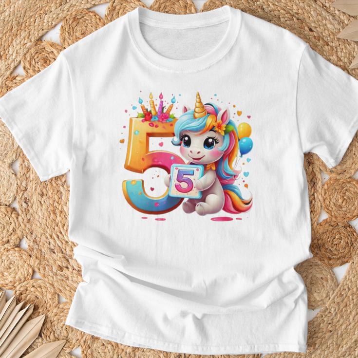 Kinder Nummer 5 Jahre Mädchen Einhorn 5 Geburtstag T-Shirt Geschenke für alte Männer