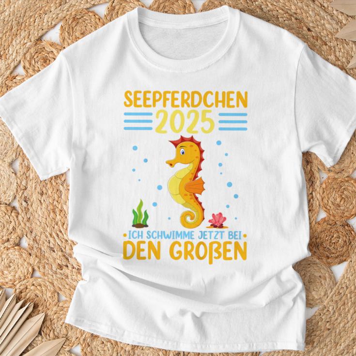 Kinder Seepferdchen 2025 Frühschwimmer Abzeichen T-Shirt Geschenke für alte Männer