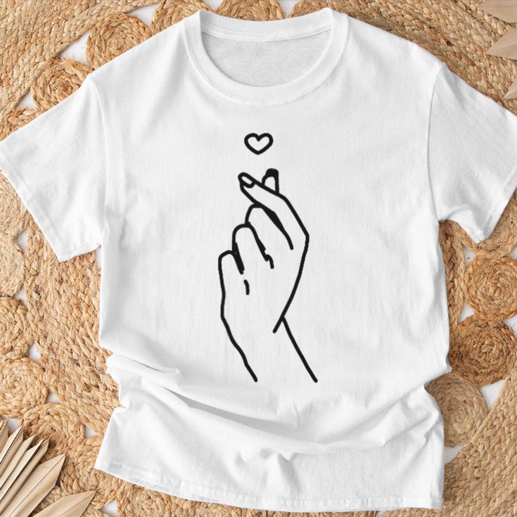 Korean Finger Heart Korean Graphic Kpop Love K-Pop Merch T-Shirt Geschenke für alte Männer