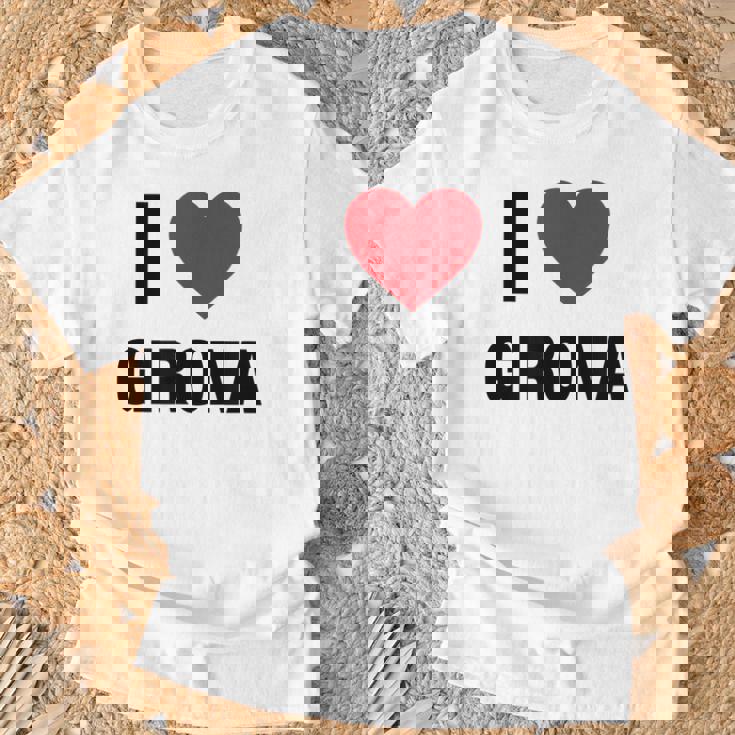 I Love Girona Ciudad En España Con Red Love Heart Camiseta unisex Regalos para ancianos