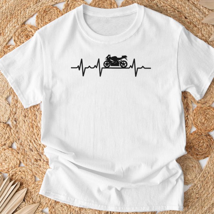 Motorcycle Heartbeat Biker Ecg Heart Rate Motorcycle Biker T-Shirt Geschenke für alte Männer