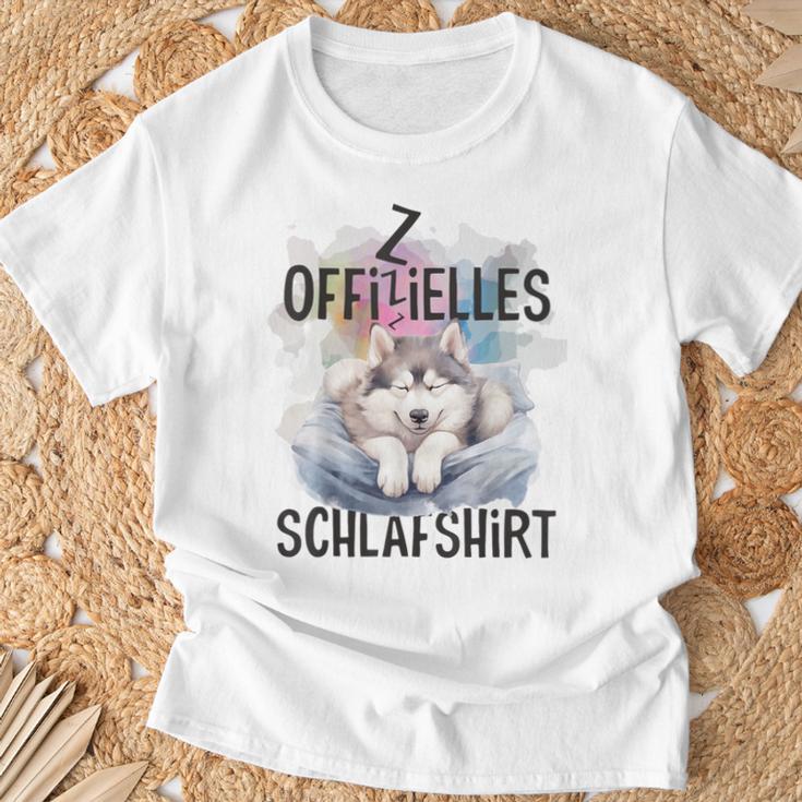 Official Siberian Husky Dog Sleep Blue T-Shirt Geschenke für alte Männer