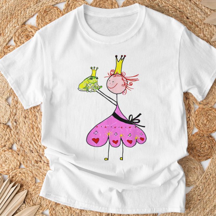 Prinzessin Küsst Den Frog Frog King Motif For Girls Gray T-Shirt Geschenke für alte Männer