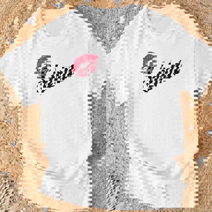 Sabrina Bold Red Lips Personalized Name For And Girls T-Shirt Gifts for Old Men