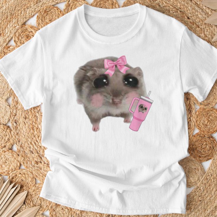 Sad Hamster Meme Drink Bottle Gray T-Shirt Geschenke für alte Männer