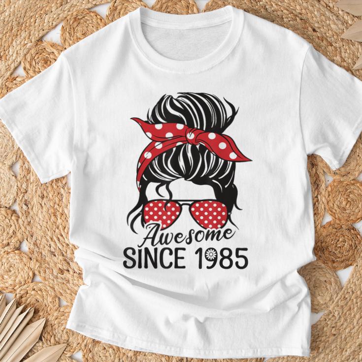 Vintage Awesome Since 1985 Woman And Girl Born 1985 Gray T-Shirt Geschenke für alte Männer