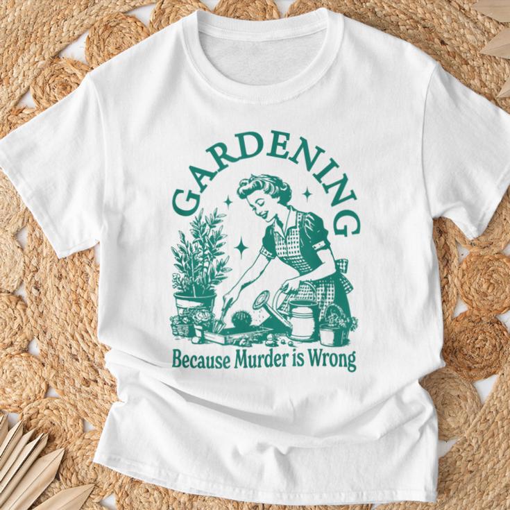 Vintage Love Plant Gardening Lady Because Murder Falsch Ist T-Shirt Geschenke für alte Männer