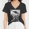 Alien UFO Raccoon Women's V-Neck T-Shirt - Fun & Whimsical
