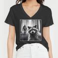 Bigfoot Raccoon Selfie Women's V-Neck T-Shirt - Funny Sasquatch Theme