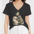 Distressed Jesus & Raccoon Women's V-Neck | Vintage Faith Tee