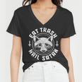 Gothic Raccoon V-Neck T-Shirt - Quirky Style for Edgy Women