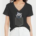 Pocket Raccoon Women's V-Neck T-Shirt - Cute Design for Animal Lovers