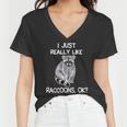 Raccoon Love Women's V-Neck T-Shirt - Playful Design for Fans