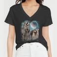 Raccoon Moon V-Neck T-Shirt for Women | Unique Wildlife Design