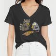 Raccoon & Opossum Pizza Party Women's V-Neck T-Shirt - Fun Animal Design