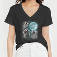 Raccoon V-Neck T-Shirt | Quirky Moon Howling Design for Women