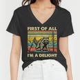 Retro Angry Raccoon Women's V-Neck T-Shirt - Playful Statement