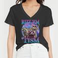 Retro Raccoon Meme V-Neck T-Shirt for Women | Rizz Em Up Style