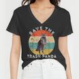 Save The Trash Panda Raccoon Animal Retro Vintage Sunset Women's V-Neck T-Shirt