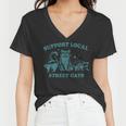 Support-Local-Street-Cat Vintage Raccoon Opossum Skunk Women's V-Neck T-Shirt