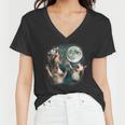 Three Possum Moon 3 Opossum Weird Cursed Meme Women's V-Neck T-Shirt