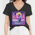 Vaporwave Raccoon Vibe - Women's V-Neck Tee | Synthwave & Meme Chic