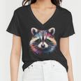 Watercolor Raccoon Tee - Modern Women's V-Neck, All Seasons Wear