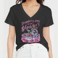 Women's Raccoon V-Neck T-Shirt - Quirky Strawberry Jam Design