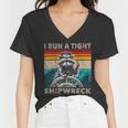 Women's V-Neck T-Shirt - Vintage Raccoon Captain Humor