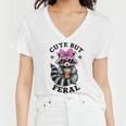 Cute Raccoon V-Neck T-Shirt for Women | Small Size | Fun & Colorful Design