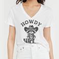 Howdy Raccoon Women's V-Neck T-Shirt - Fun Cowboy Animal Design