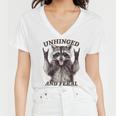 Raccoon Feral Retro T-Shirt - Summer Style V-Neck for Women