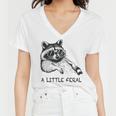 Raccoon V-Neck T-Shirt for Women - Moonlit Trash Panda Design