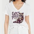 Vintage Raccoon Coffee Lover Women's V-Neck T-Shirt | Cute Feral Design