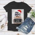 Dear Santa Raccoon Women's V-Neck T-Shirt - Fun Christmas Apparel