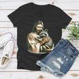 Distressed Jesus & Raccoon Women's V-Neck | Vintage Faith Tee